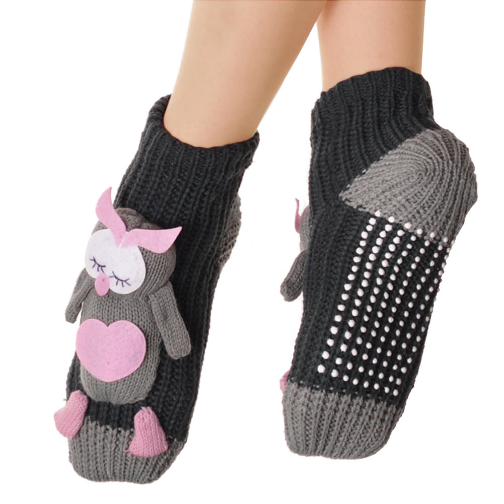 Angelina Snuggly Knit Slip-Resistant 3D Monster Slipper Socks (6 or 12 Pairs), #WF1990