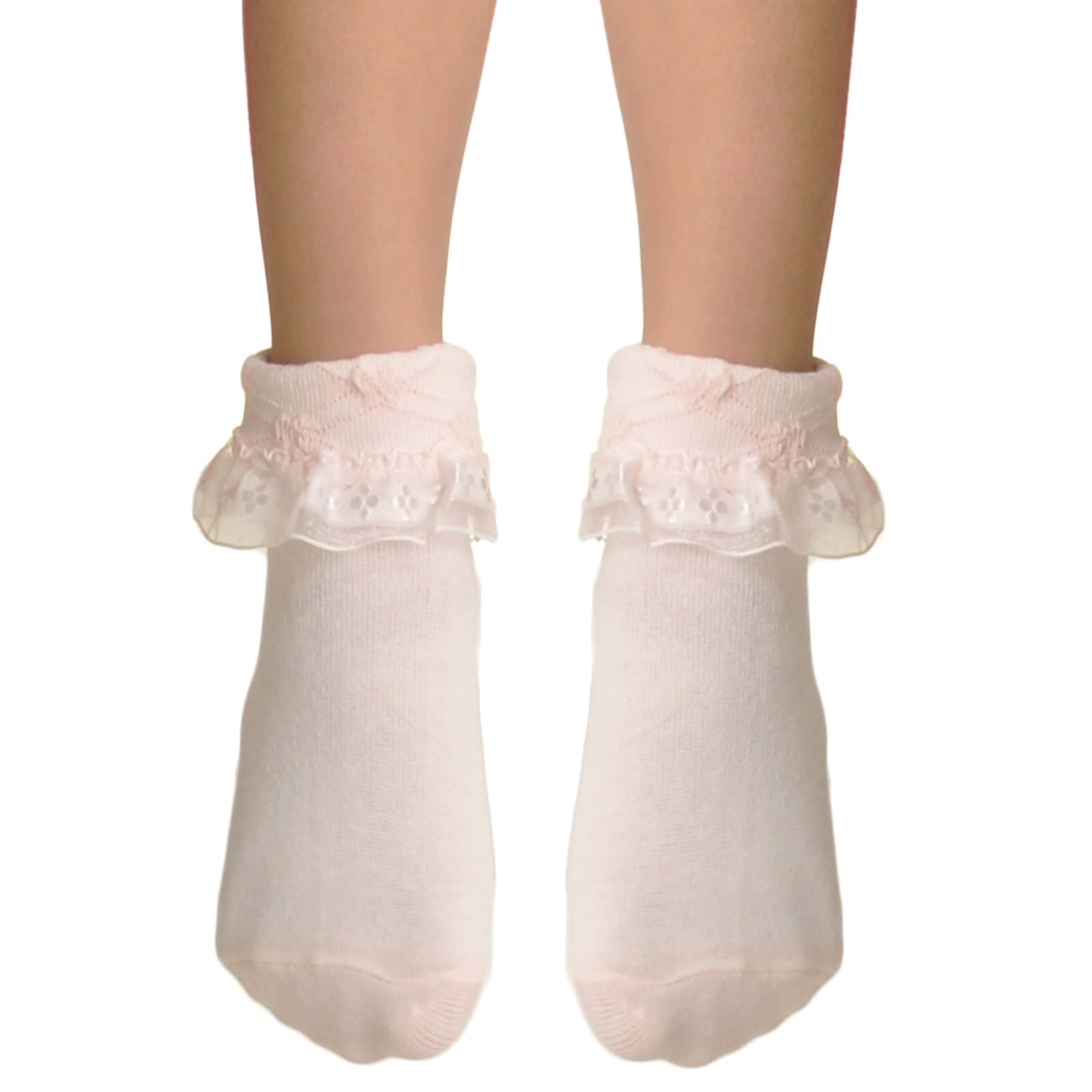 Angelina Girls Ruffled Cuff Socks with Non-Skid Bottom (6-Pairs), #3101