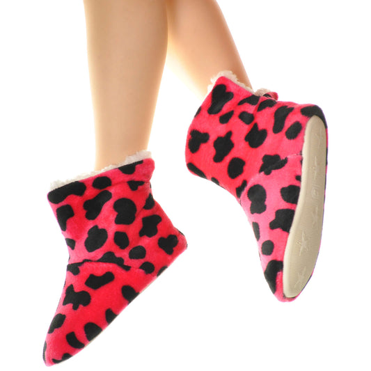 Angelina Fleece-Lined Plush Indoor Boots with Padded Rubber Sole (6-Pairs), #WF1187