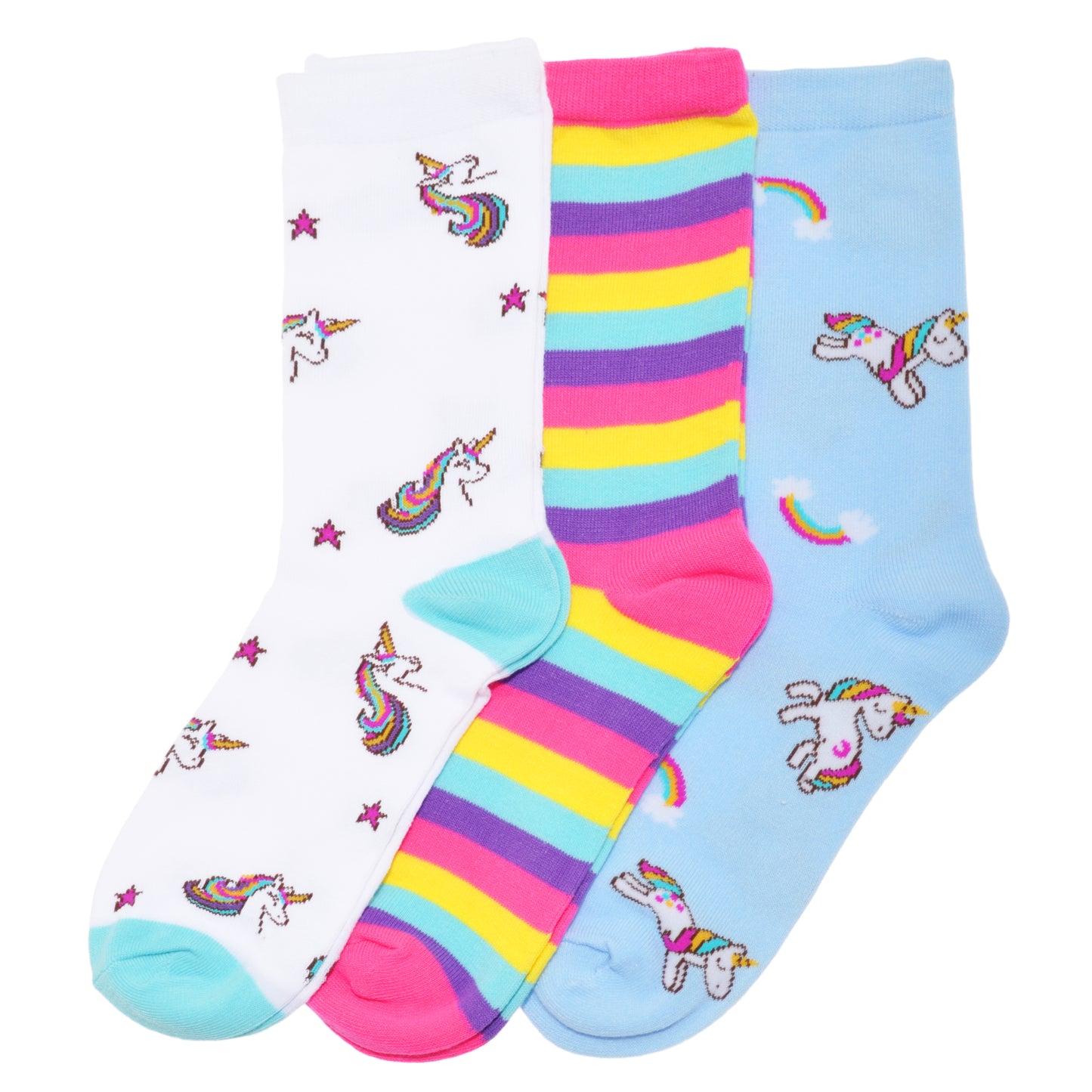 Angelina Novelty Unicorn Crew Socks (3-Pairs), #2556