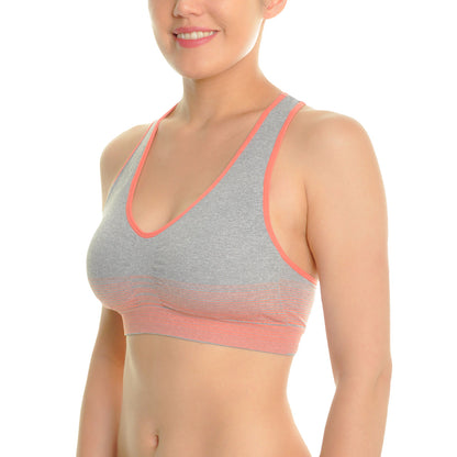 Angelina Mesh T-Back Seamless Sports Bras with Contrasting Trims (6-Pack), #SE845