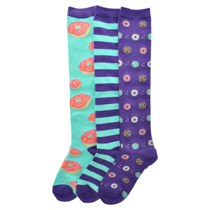 Angelina Knee-High Novelty Donuts Socks (3-Pairs), #2551