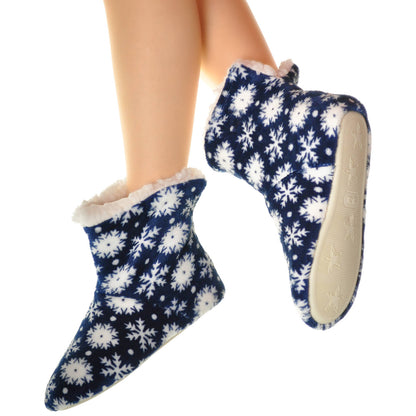 Angelina Fleece-Lined Plush Indoor Boots with Padded Rubber Sole (6-Pairs), #WF1183