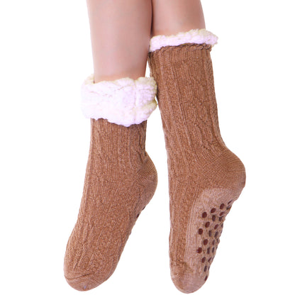 Angelina Winter-Weight Sherpa-Lined Chenille Thermal Crew Socks (3-Pairs), #WF1912
