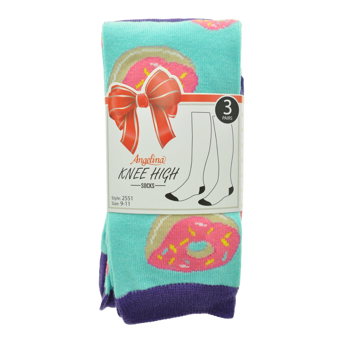 Angelina Knee-High Novelty Donuts Socks (3-Pairs), #2551