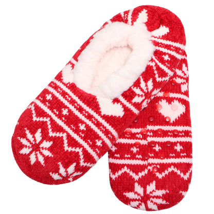 Angelina Winter-Weight Sherpa-Lined Slipper Socks w/ Fair Isle Print (2-Pairs), #WF1921