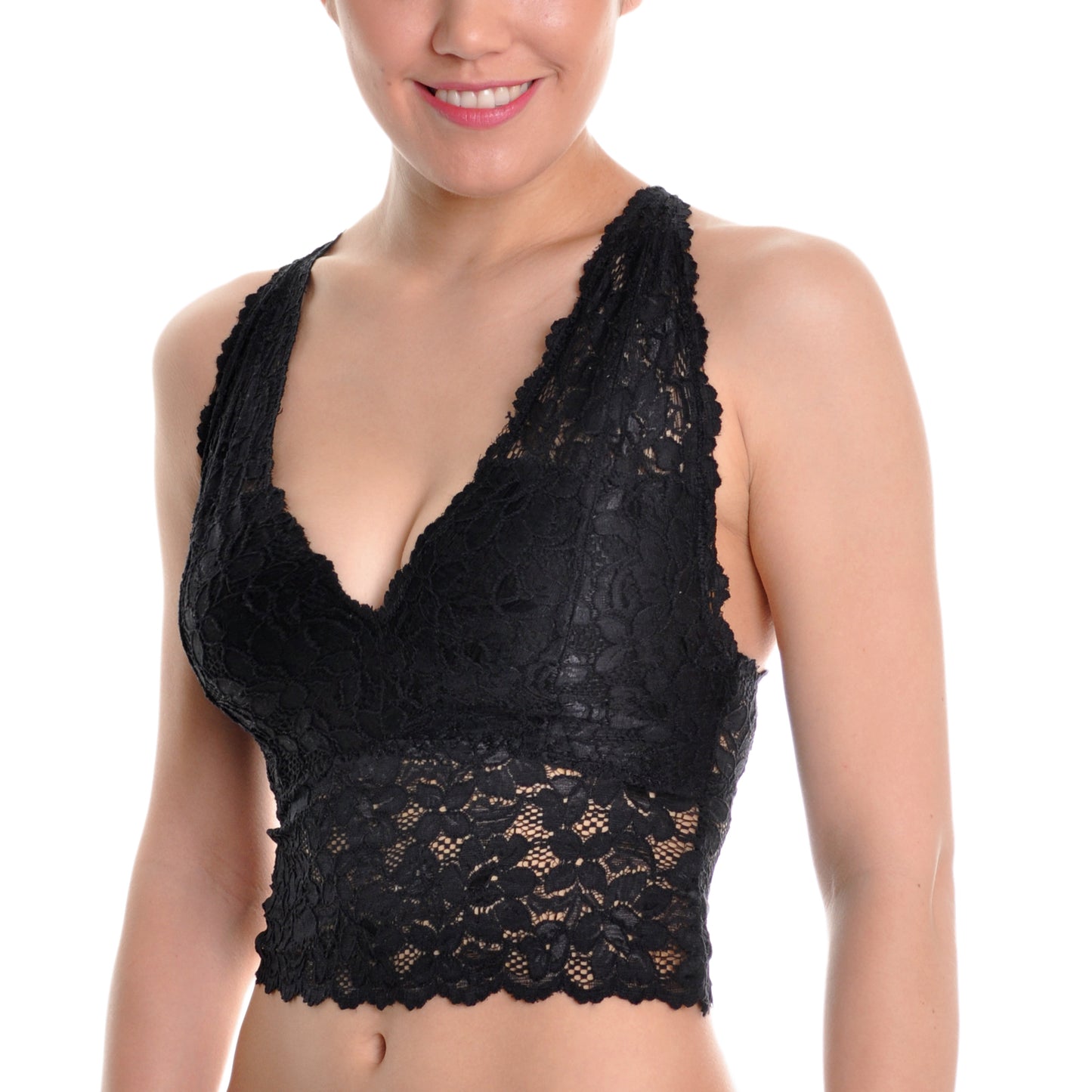Angelina Wire-free Lace Longline Bralette with Adjustable Y-Strap (3 or 6 Pack), #B887