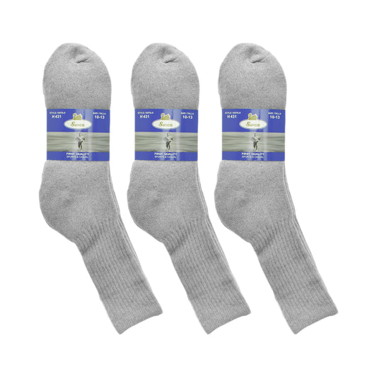 Swan Unisex Gray Sport Sock (12-Pairs), #H431
