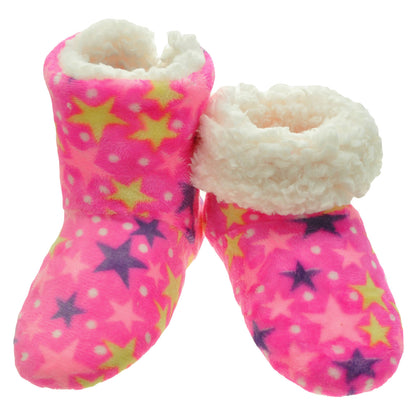 Angelina Fleece-Lined Plush Indoor Boots with Padded Rubber Sole (6-Pairs), #WF1185