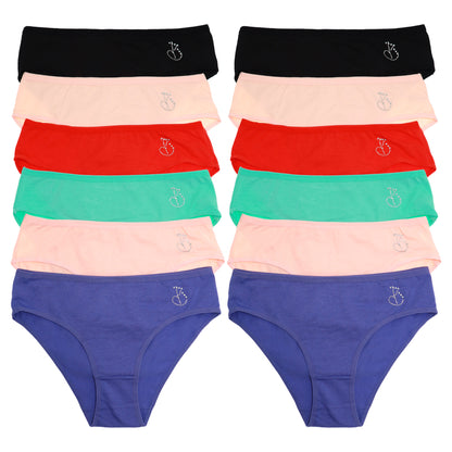 Angelina Cotton Bikini Panties with Rhinestone Design (12-Pack), #G6817