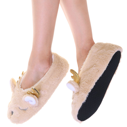 Angelina Winter-Weight Indoor Slipper Socks with Deer Design (3-Pairs), #WF1920