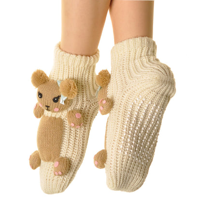 Angelina Snuggly Knit Slip-Resistant 3D Monster Slipper Socks (6 or 12 Pairs), #WF1990