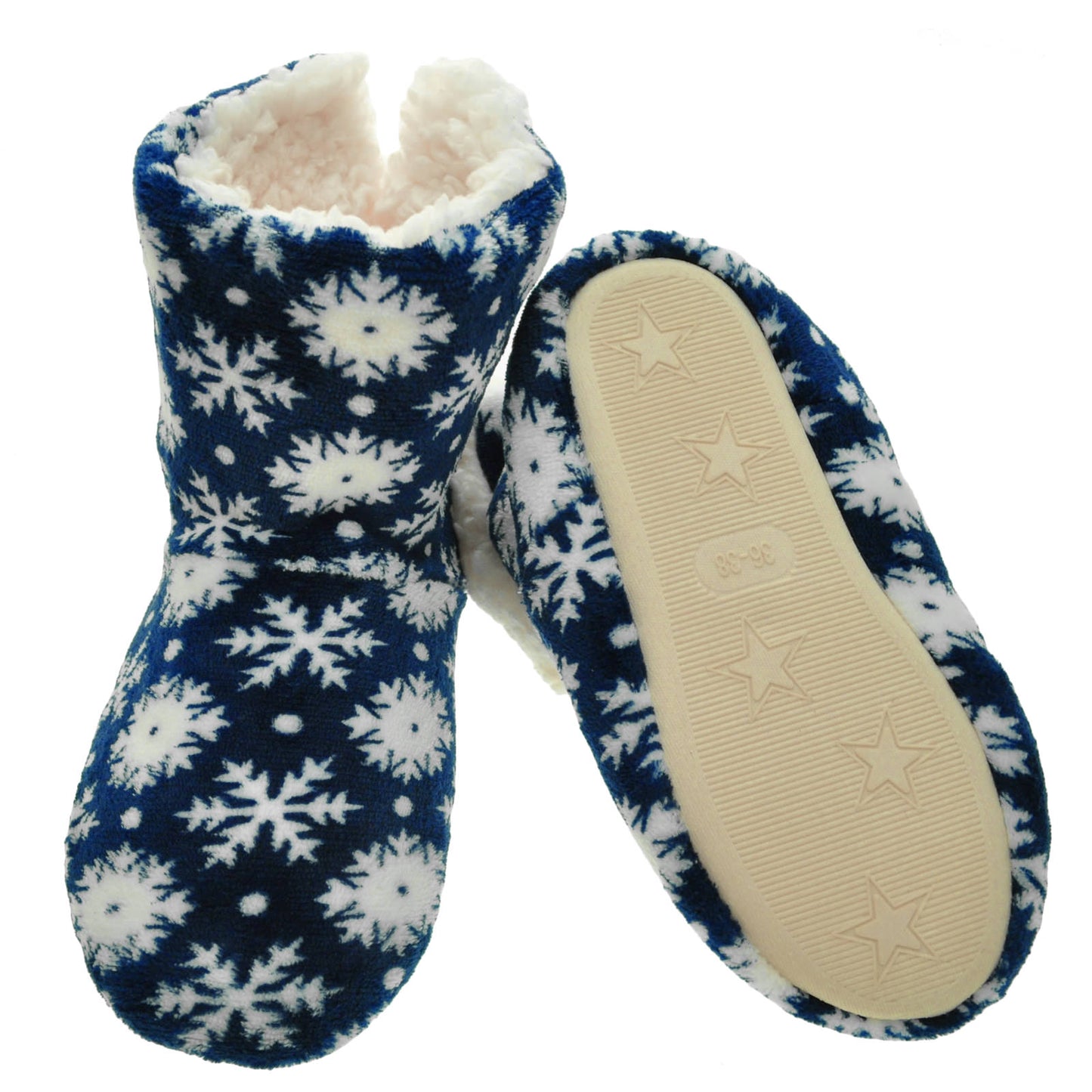 Angelina Fleece-Lined Plush Indoor Boots with Padded Rubber Sole (6-Pairs), #WF1183