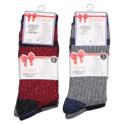 Angelina Men's Rib Knit Crew Socks (6-Pairs), #2559