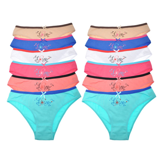 Angelina Cotton Bikini Panties with Love Print Design (12-Pack), #G6428