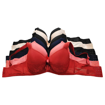 Angelina Wired Plus Size Bra with Lace Detail (6-Pack), #B957D