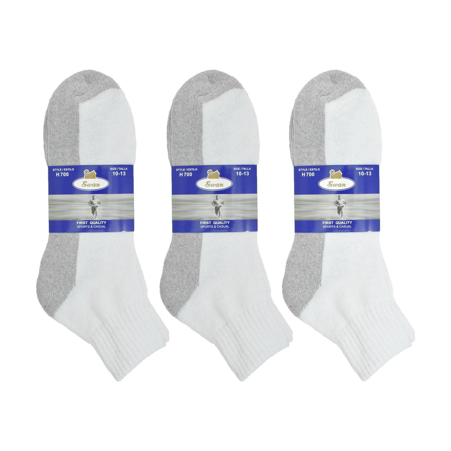 Swan Unisex Cotton Blend Quarter Socks (12-Pairs), #H600
