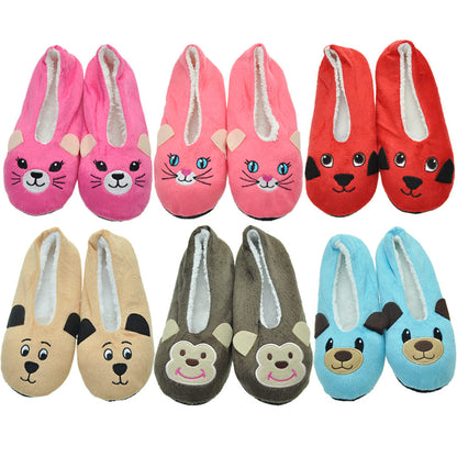 Angelina Snuggly Slip-Resistant Animal Slipper Socks (12-Pack), #WF1217