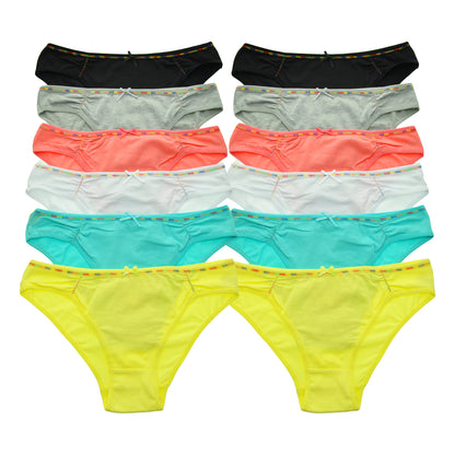 Angelina Cotton Bikini Panties with Rainbow Elastic Band (12-Pack), #G6128
