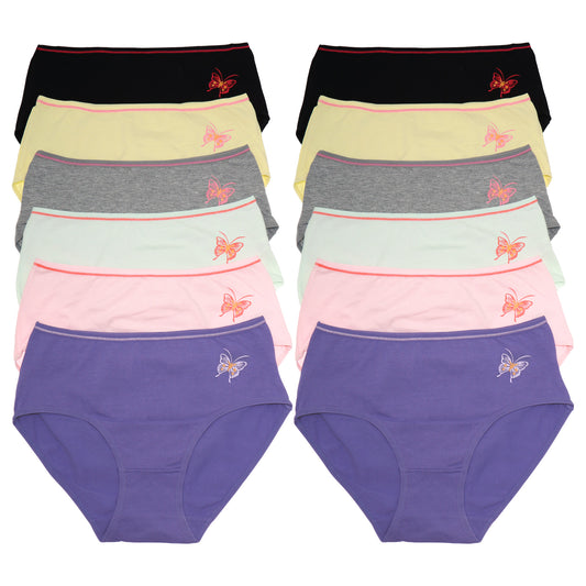 Angelina Cotton Mid-Rise Briefs with Butterfly Print Design (12-Pack), #G6488