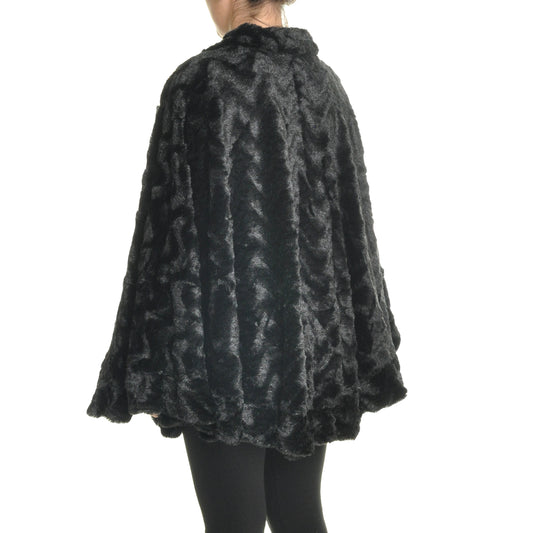 Angelina Oversized Faux Fur Poncho with Chevron Pattern (1-Pack), #WN06
