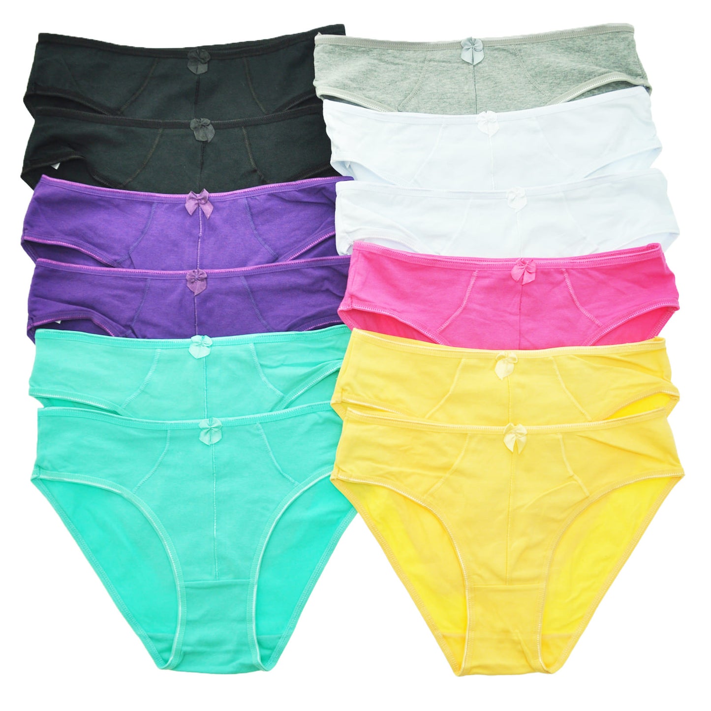 Angelina Cotton Front Hidden Pocket Bikini Panties (12-Pack), #G1133